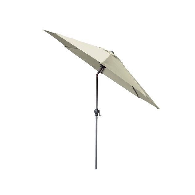 Parasol centr&eacute; rond Java inclinable hauteur ajustable taupe UPF50+ &Oslash;250xH185-245cm