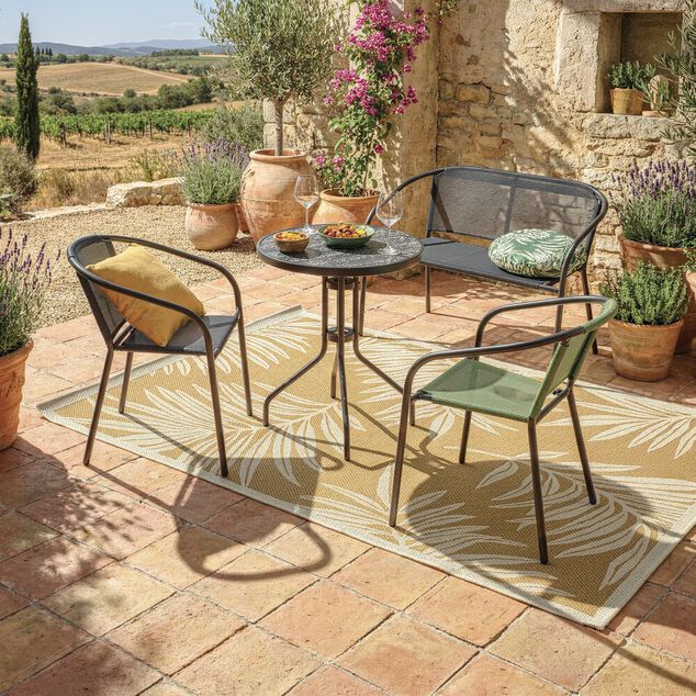 Banc de jardin Mac&eacute;o acier et textil&egrave;ne noir 103x58xH75cm