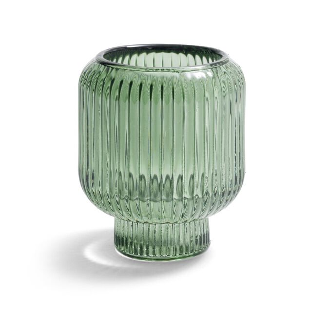 Bougeoir verre double usage vert &Oslash;7xH8,5cm