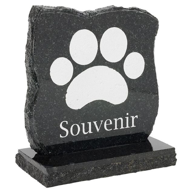 Plaque funéraire motif patte de Chien 18xH18cm noir