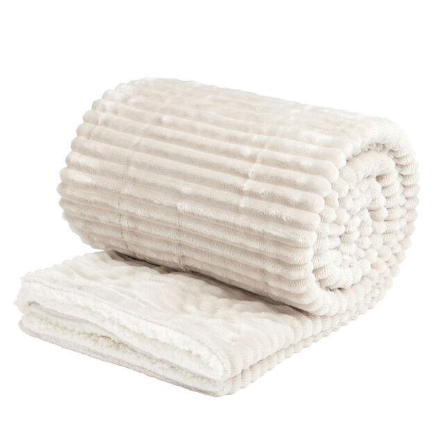 Plaid sherpa flanelle marron 130x160cm