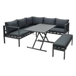 Ensemble repas de jardin Oslow 8 personnes m&eacute;tal gris