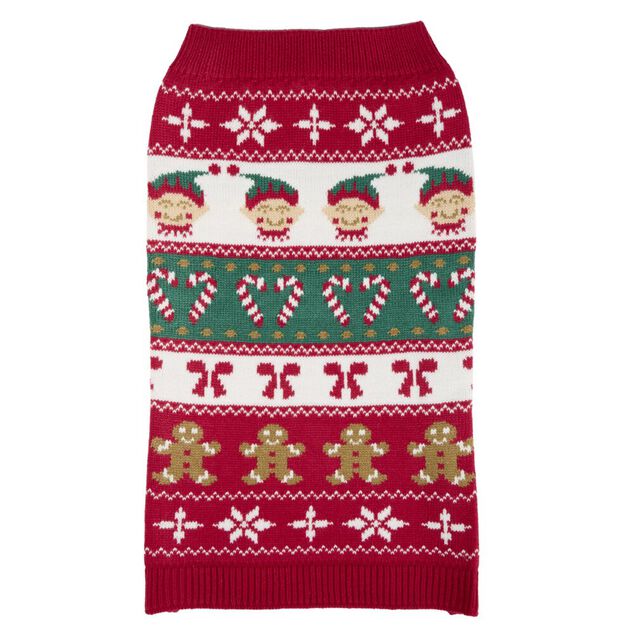 Pull de No&euml;l pour chien acrylique &agrave; motifs L46X25X1 cm TM (2 mod&egrave;les rouge ou vert)
