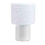 Lampe à poser céramique abat-jour laine bouclée blanc Ø14xH22cm