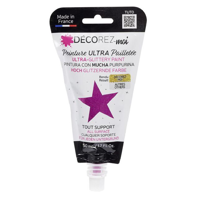 Peinture paillette rose vif 80ml