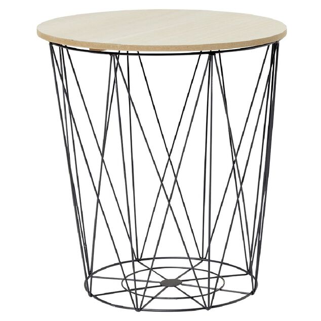 Bout de canapé Gaëlle structure métal noir plateau bois amovible