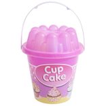 Seau de plage p&acirc;tissier plastique &Oslash;18xH21cm x12 pi&egrave;ces (2 mod&egrave;les)