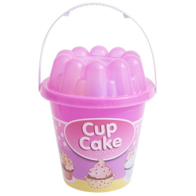 Seau de plage p&acirc;tissier plastique &Oslash;18xH21cm x12 pi&egrave;ces (2 mod&egrave;les)