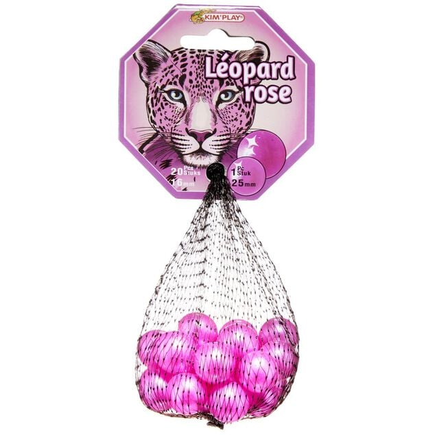 Bille en verre x20 + 1 boulard rose L&eacute;opard