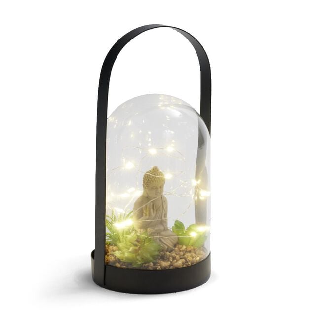 D&eacute;coration LED &agrave; poser avec int&eacute;rieur Bouddha &Oslash;12,5xH29cm