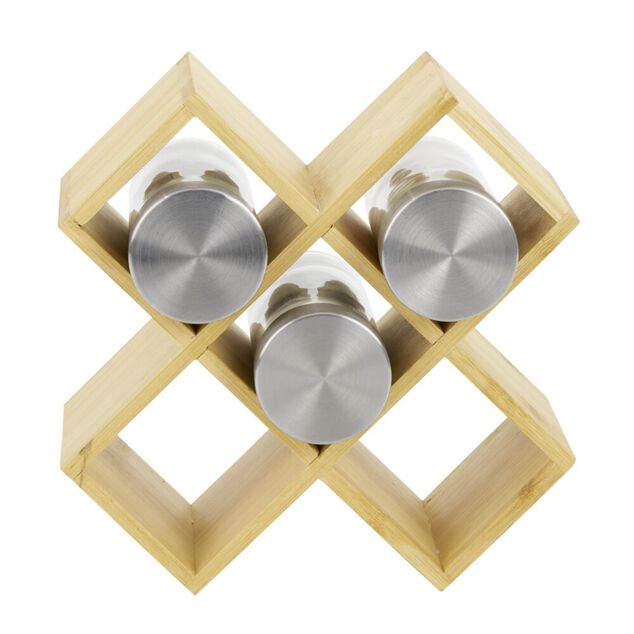 Porte épice 5 cases bambou 17x17xH9cm