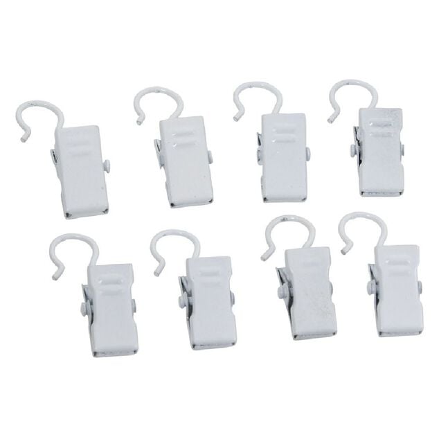 Pince clip m&eacute;tal blanc x8