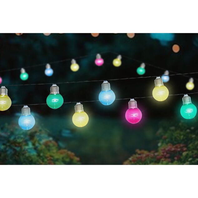 Guirlande guinguette solaire 135cm ampoules multicolores