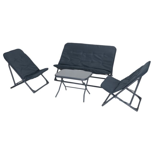 Ensemble salon de jardin 4 places Imen gris anthracite