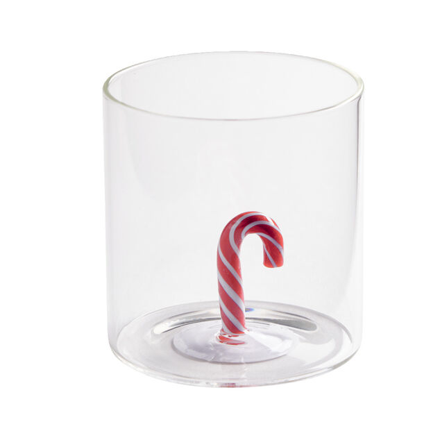 Verre No&euml;l transparent avec centre sucre d'orge 3D &Oslash;8xH8,5cm