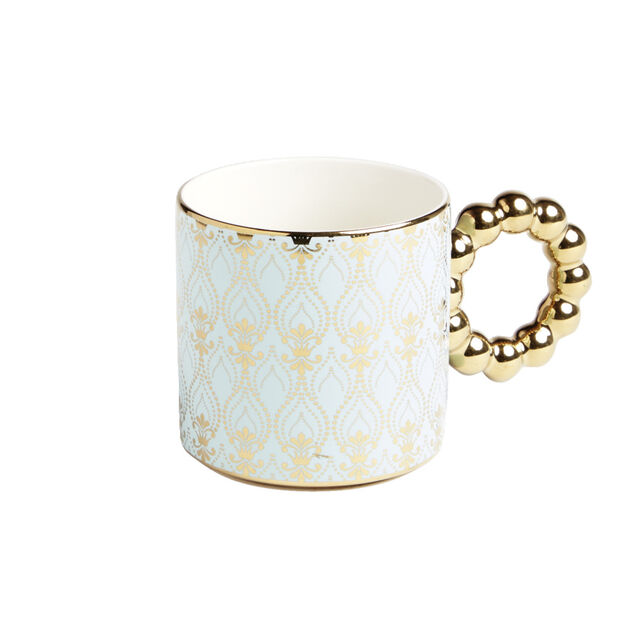 Lot de 2 mugs 30cl design chic bleu clair et dor&eacute;