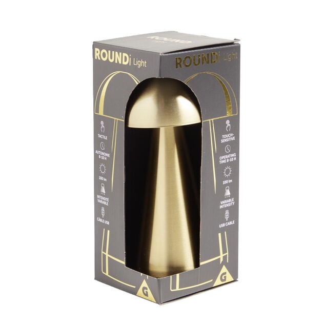 Lampe de table Roundi USB tactile jaune Ø9,5xH22,5cm