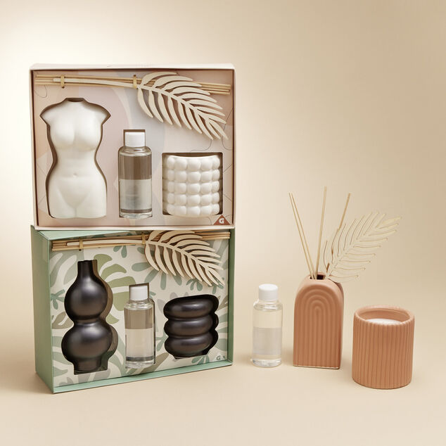 Bougie avec diffuseur en c&eacute;ramique 100ml - 3 mod&egrave;les
