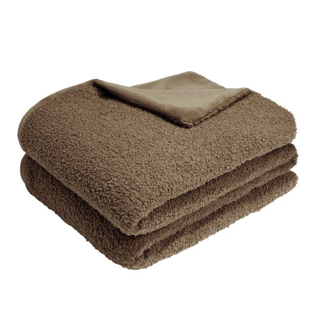 Plaid tissu bouclette marron 130x160cm