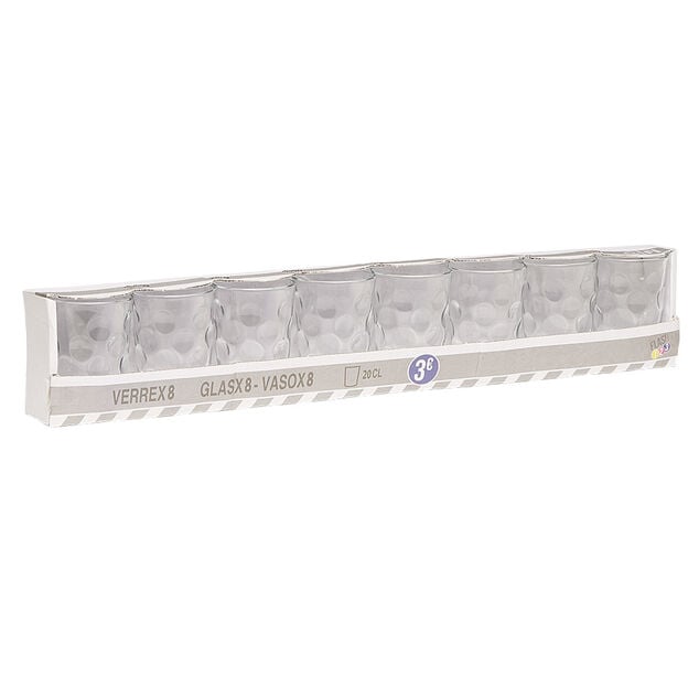 Gobelet verre motif emboss&eacute; transparent 20 cl x8