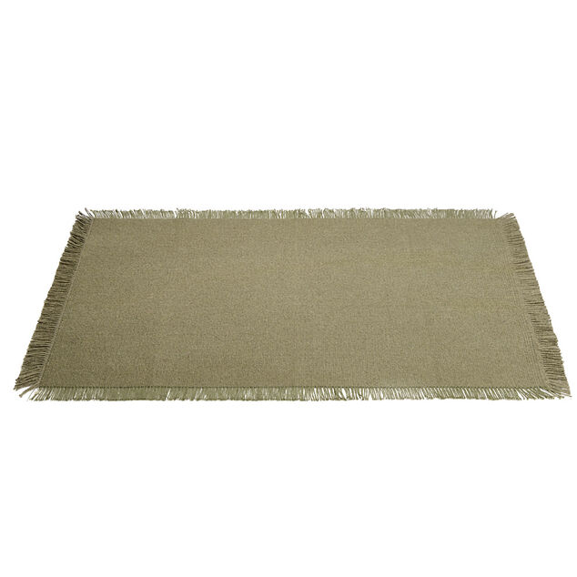 Set de table rectangulaire vert kaki uni 30x45cm rebord frange