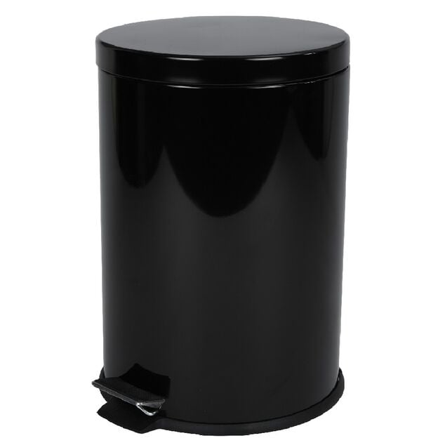 Poubelle ronde p&eacute;dale noir 20 L