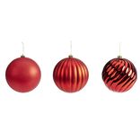 Boule de Noël XL x3 rouge pailleté/mat/brillant Ø20cm