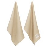 Torchon brodé La cuisine du Bistrot beige x2 - 100% coton 45x70cm