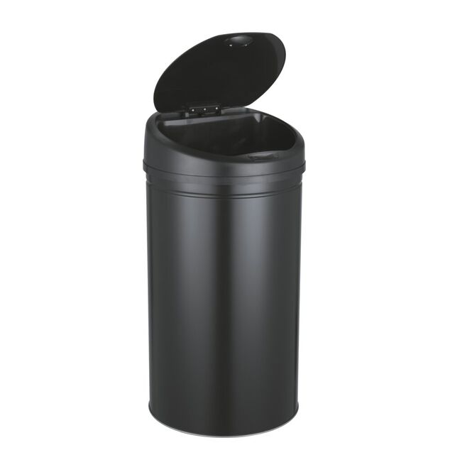 Poubelle automatique 40L cylindrique noire Ø32xH63cm