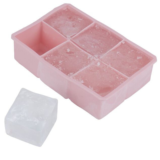 Moule &agrave; gla&ccedil;ons silicone 6 empreintes carr&eacute; L16X11XH4 cm rose