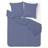 Parure de lit 2 personnes 240x220cm polycoton rayure bleue et blanche