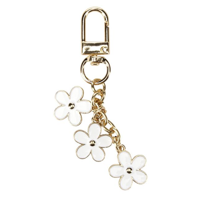 Porte-cl&eacute; avec fleurs en m&eacute;tal L8,5cm (2 mod&egrave;les)