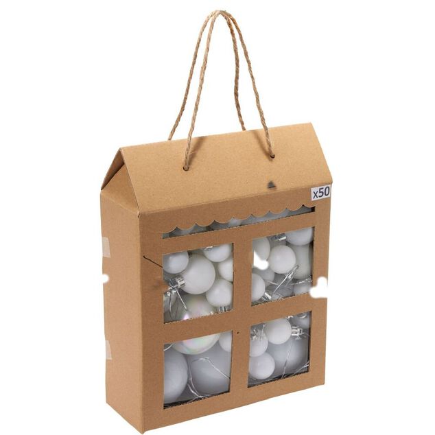 Boule de No&euml;l blanche taille et finition diff&eacute;rentes x50