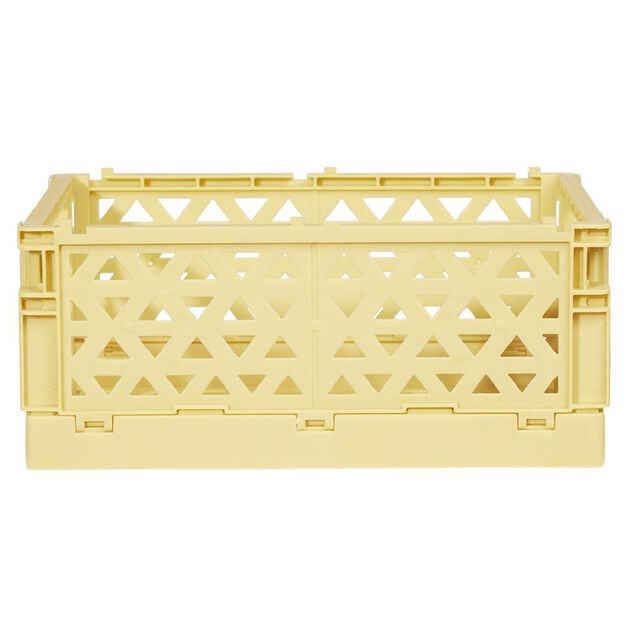 Caisse pliable avec porte-&eacute;tiquette jaune L17xl12,5xH7cm