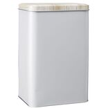 Bo&icirc;te rectangulaire en m&eacute;tal gris avec couvercle effet bois