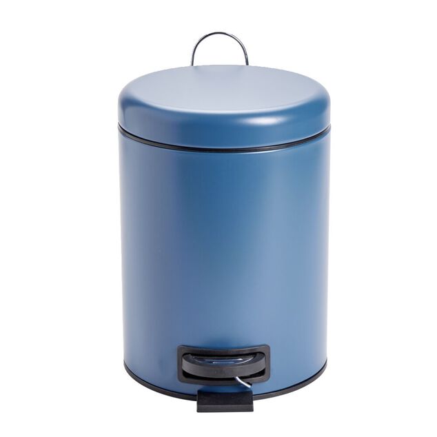Poubelle &agrave; p&eacute;dale salle de bain m&eacute;tal bleu 5L &Oslash;20,5xH27,5cm