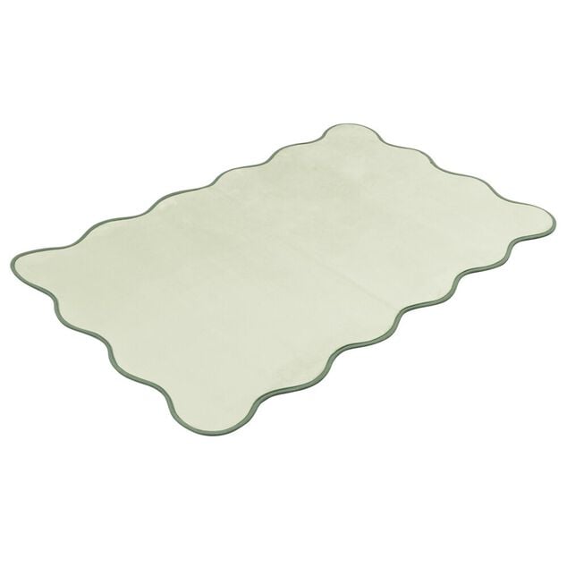 Tapis rectangulaire contour vague Wavy polyester vert 80x120cm