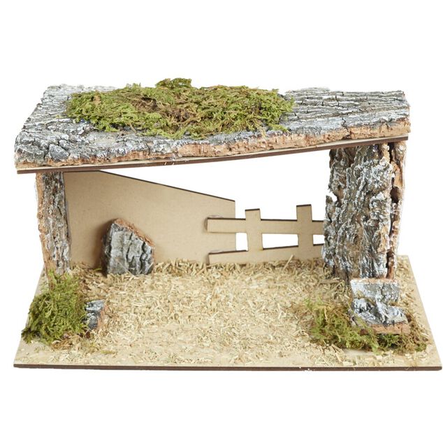 Crèche de Noël en bois et mousse 17x15xH13cm