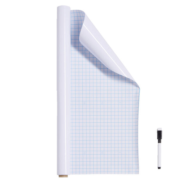 Tableau adh&eacute;sif blanc &agrave; d&eacute;couper 45x200cm avec marqueur effa&ccedil;able