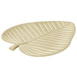 Vide poche forme feuille en bois dor&eacute; 38x30xH4cm