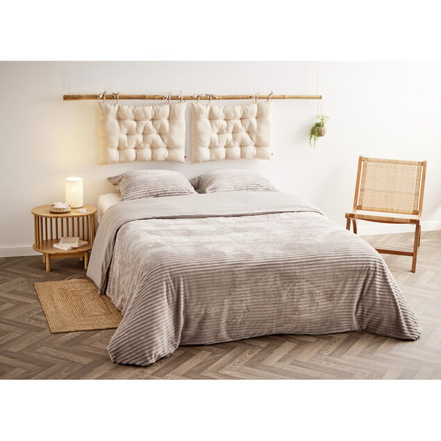 Parure de lit flanelle c&ocirc;tel&eacute;e 240x220cm avec taies d'oreiller 63x63cm