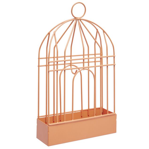 Support cage d&eacute;co m&eacute;tal rouge pour spirale encens anti-moustique 15x5xH20cm