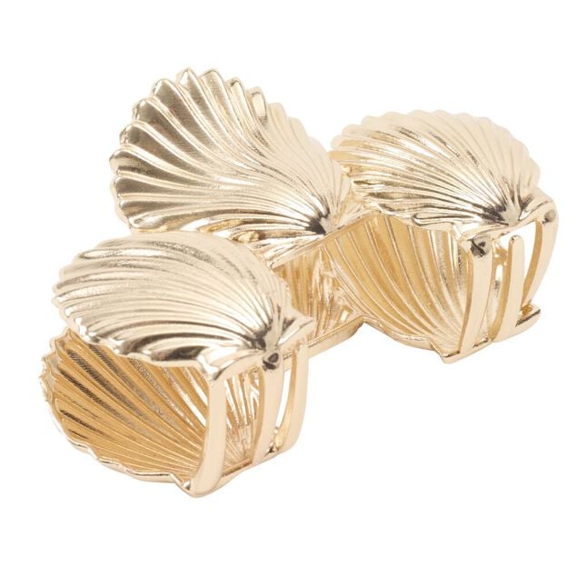 Pince cheveux mini coquillage m&eacute;tal dor&eacute; L6cm