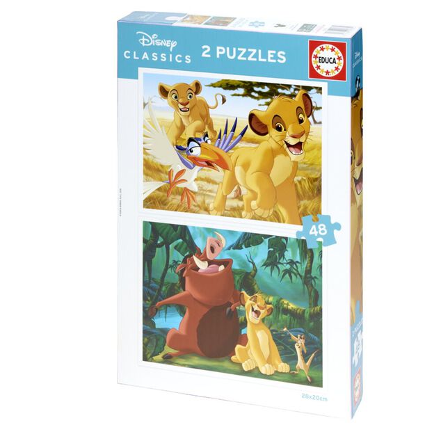 Puzzle enfant x2 Disney Le roi lion 48 pi&egrave;ces recto-verso