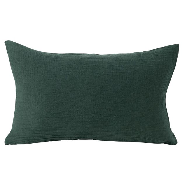 Housse de coussin 30x50cm gaze de coton vert