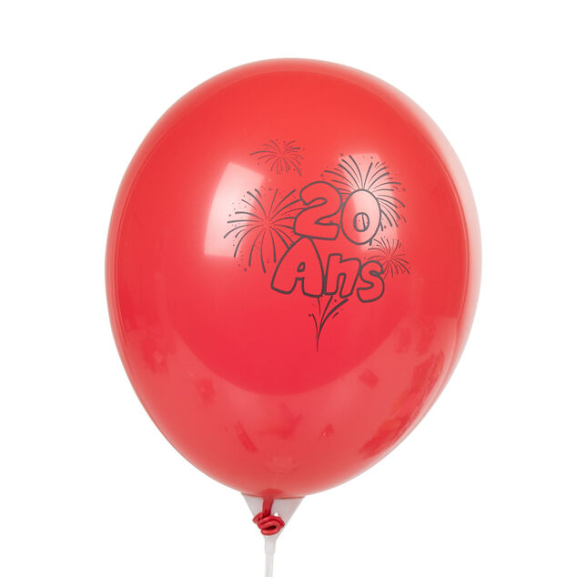 Ballon de baudruche anniversaire 20 ans multicolore x10