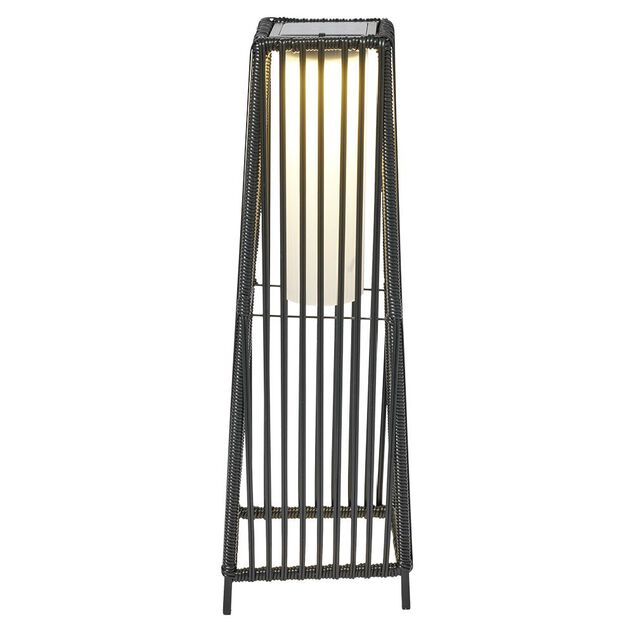Lampe solaire &agrave; poser urban m&eacute;tal et plastique noir 22x22xH68cm