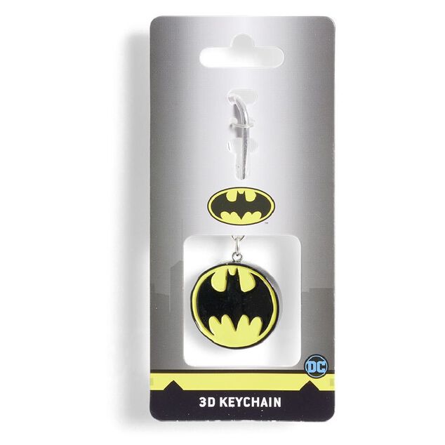 Porte-cl&eacute; Batman caoutchouc noir et jaune &Oslash;3,5cm