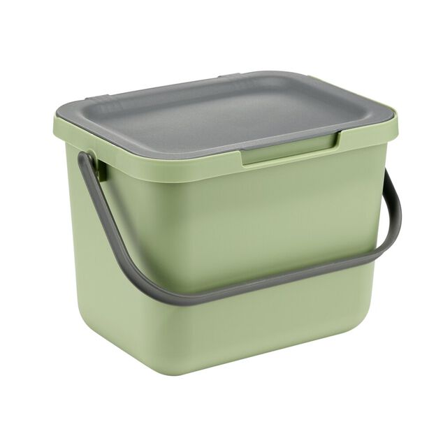 Poubelle compost &agrave; poser 6L plastique vert 25,5x19xH18,5cm