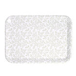 Plateau rectangulaire motif feuillage blanc et vert 27x38cm